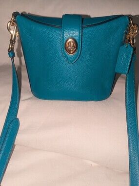 Coach Addie Teal Pebbled Leather Crossbody with Gold Hardware